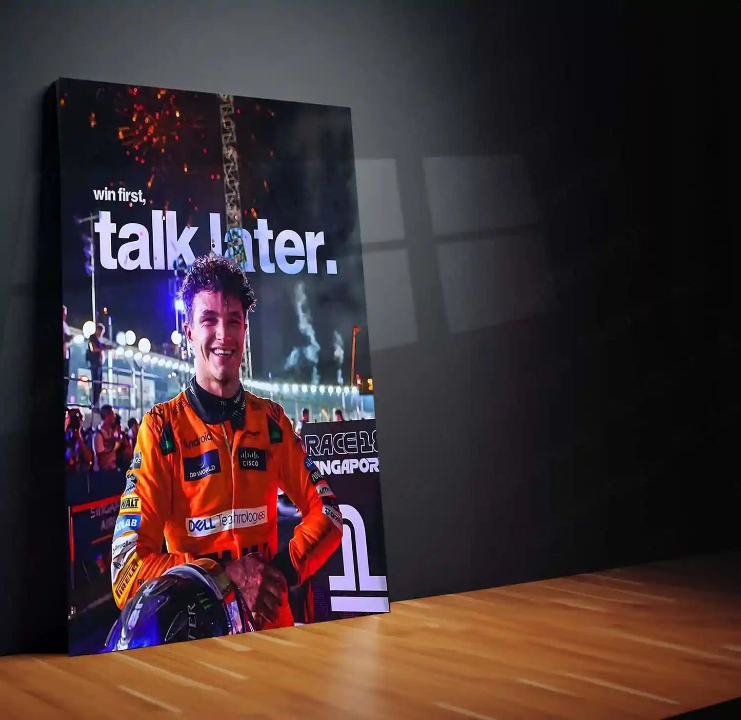 Quote Metal Poster | Lando Norris – Win First, Talk Later Metal Frame Results-Over-Noise Mindset Wall Art | Quiet Confidence & Champion Energy Metal Poster - TURTLEWINGS 