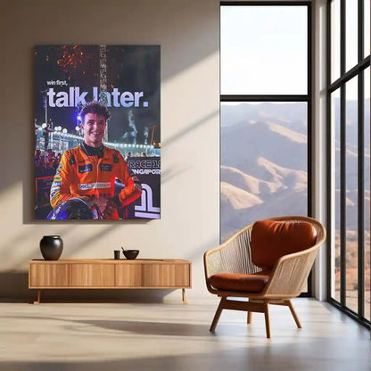 Quote Metal Poster | Lando Norris – Win First, Talk Later Metal Frame Results-Over-Noise Mindset Wall Art | Quiet Confidence & Champion Energy Metal Poster - TURTLEWINGS 