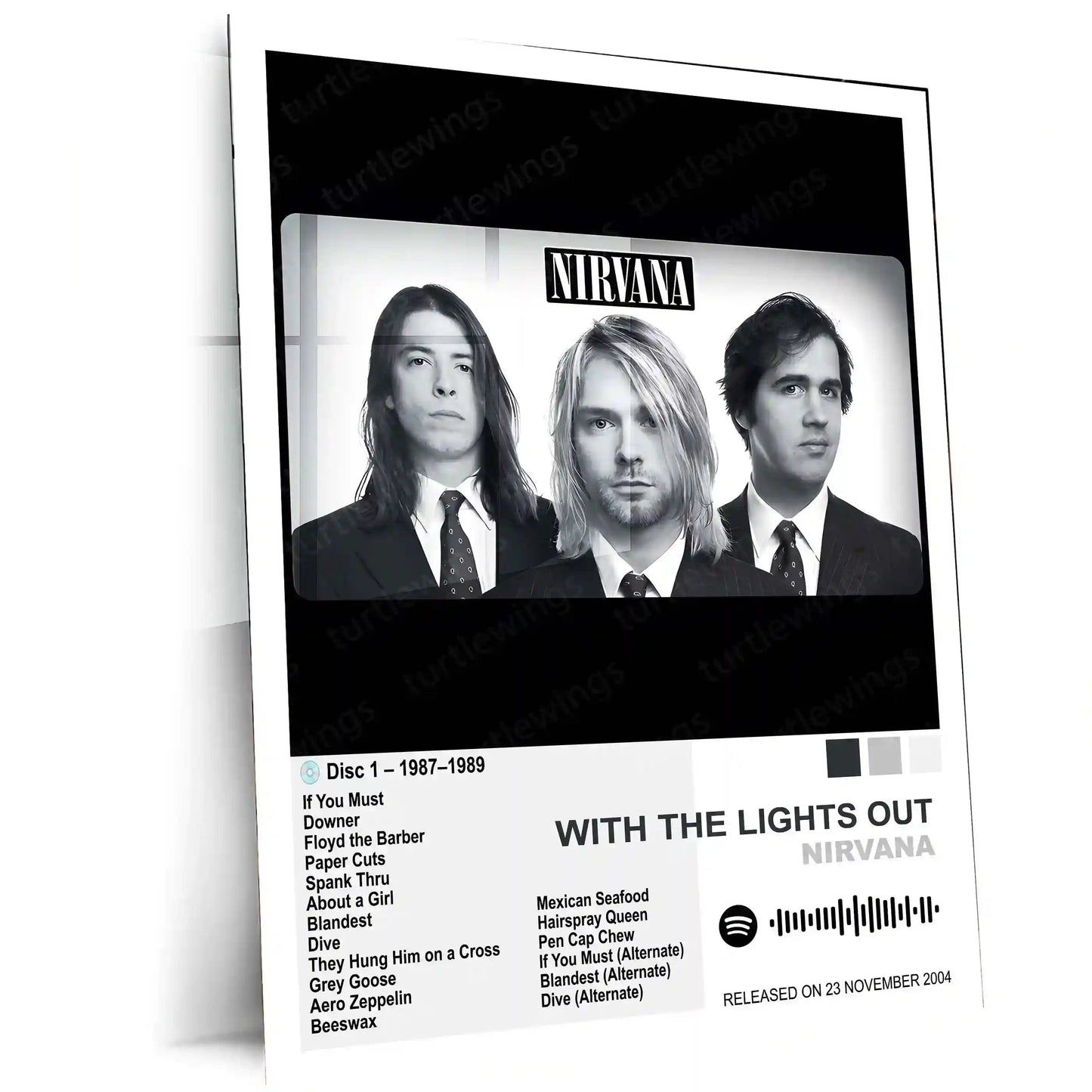 Nirvana Complete Collection | Set of 11 | Set of 4 | Set of 8| Album Posters Metal Frames Grunge Legacy. Iconic Albums. Timeless Wall Statement. - TURTLEWINGS