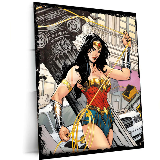 Wonder Woman – Amazon Warrior Metal Poster | DC Comics Superhero Wall Frame - TURTLEWINGS