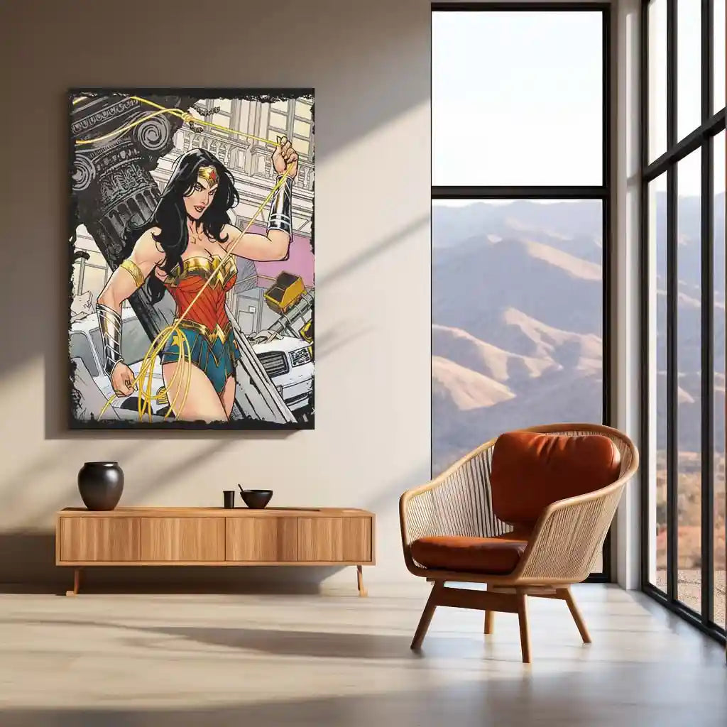 Wonder Woman – Amazon Warrior Metal Poster | DC Comics Superhero Wall Frame - TURTLEWINGS