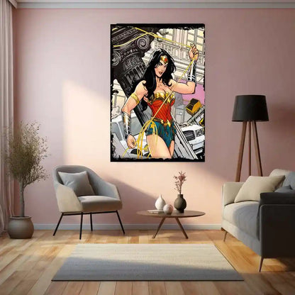 Wonder Woman – Amazon Warrior Metal Poster | DC Comics Superhero Wall Frame - TURTLEWINGS