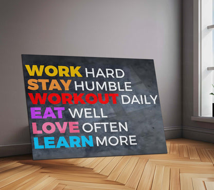 Quote Metal Poster | Work Hard Stay Humble Metal Poster | Motivational Quote Wall Art | Daily Inspiration Print