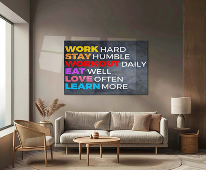 Quote Metal Poster | Work Hard Stay Humble Metal Poster | Motivational Quote Wall Art | Daily Inspiration Print