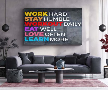 Quote Metal Poster | Work Hard Stay Humble Metal Poster | Motivational Quote Wall Art | Daily Inspiration Print