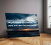 Quote Metal Poster | Work in Silence Quote Metal Poster | Inspirational Sunset Wall Art | Success Motivation Metal Poster