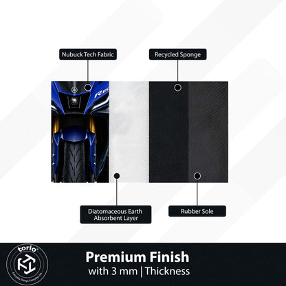 Yamaha R15M Area Flat Rug | Blue Carbon Circuit Luxury Sportbike Flat Rug for Living Room, Gaming Room & Motorcycle Decor