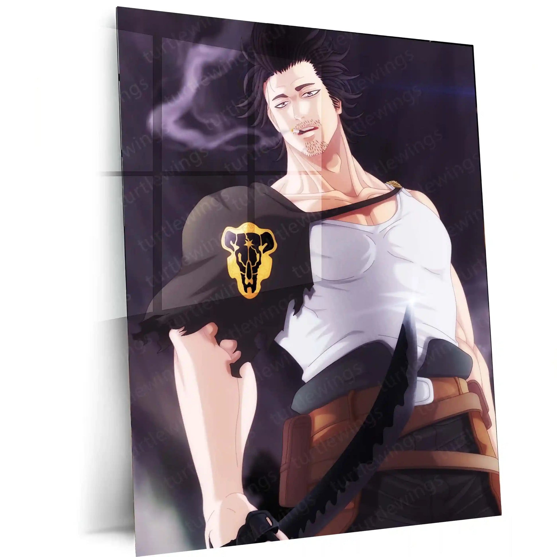 Anime Metal Poster | Yami Sukehiro | Dark Magic Captain Anime Metal Frame Fearless Leadership, Dark Power & Unbreakable Will Wall Art - TURTLEWINGS 