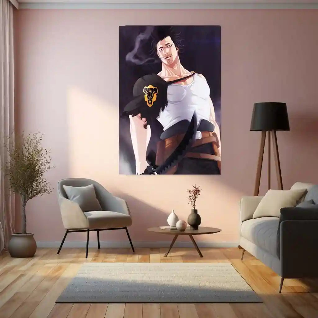 Anime Metal Poster | Yami Sukehiro | Dark Magic Captain Anime Metal Frame Fearless Leadership, Dark Power & Unbreakable Will Wall Art - TURTLEWINGS 