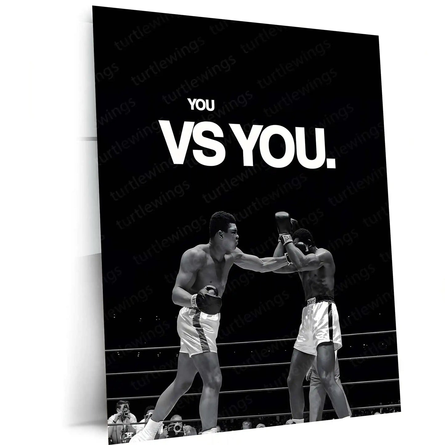Quote Metal Poster | Muhammad Ali – You vs You Metal Frame Inner Battle & Unbreakable Will Wall Art | Greatest Mindset Motivation Metal Poster - TURTLEWINGS