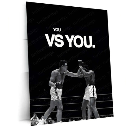 Quote Metal Poster | Muhammad Ali – You vs You Metal Frame Inner Battle & Unbreakable Will Wall Art | Greatest Mindset Motivation Metal Poster - TURTLEWINGS