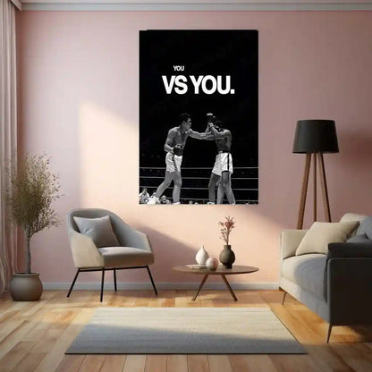 Quote Metal Poster | Muhammad Ali – You vs You Metal Frame Inner Battle & Unbreakable Will Wall Art | Greatest Mindset Motivation Metal Poster - TURTLEWINGS