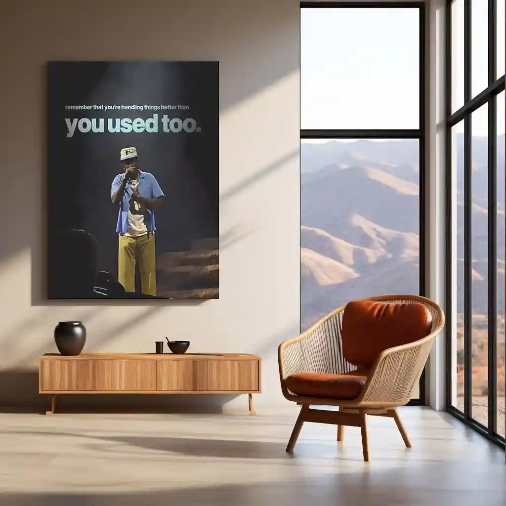 Quote Metal Poster | Tyler, The Creator – You’re Handling It Better Metal Frame Quiet Growth & Emotional Strength Wall Art | Modern Healing Mindset Metal Poster - TURTLEWINGS 