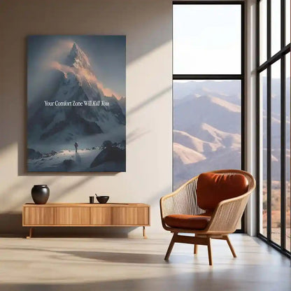 Quote Metal Poster | Your Comfort Zone Will Kill You – Mountain Ascent Metal Frame Growth, Discipline & Relentless Progress Wall Art | High-Impact Motivation Metal Poster - TURTLEWINGS 