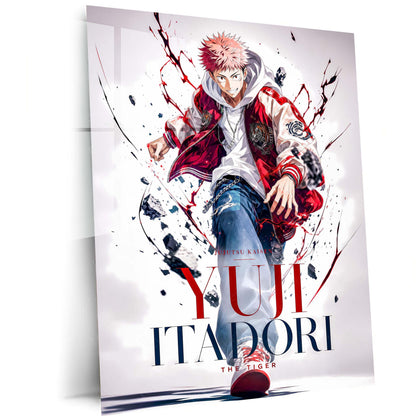 Anime Metal Poster | Yuji Itadori “The Tiger” Metal Poster | Jujutsu Kaisen Anime Wall Art | Premium Aluminum Print