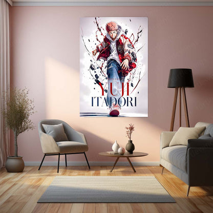 Anime Metal Poster | Yuji Itadori “The Tiger” Metal Poster | Jujutsu Kaisen Anime Wall Art | Premium Aluminum Print