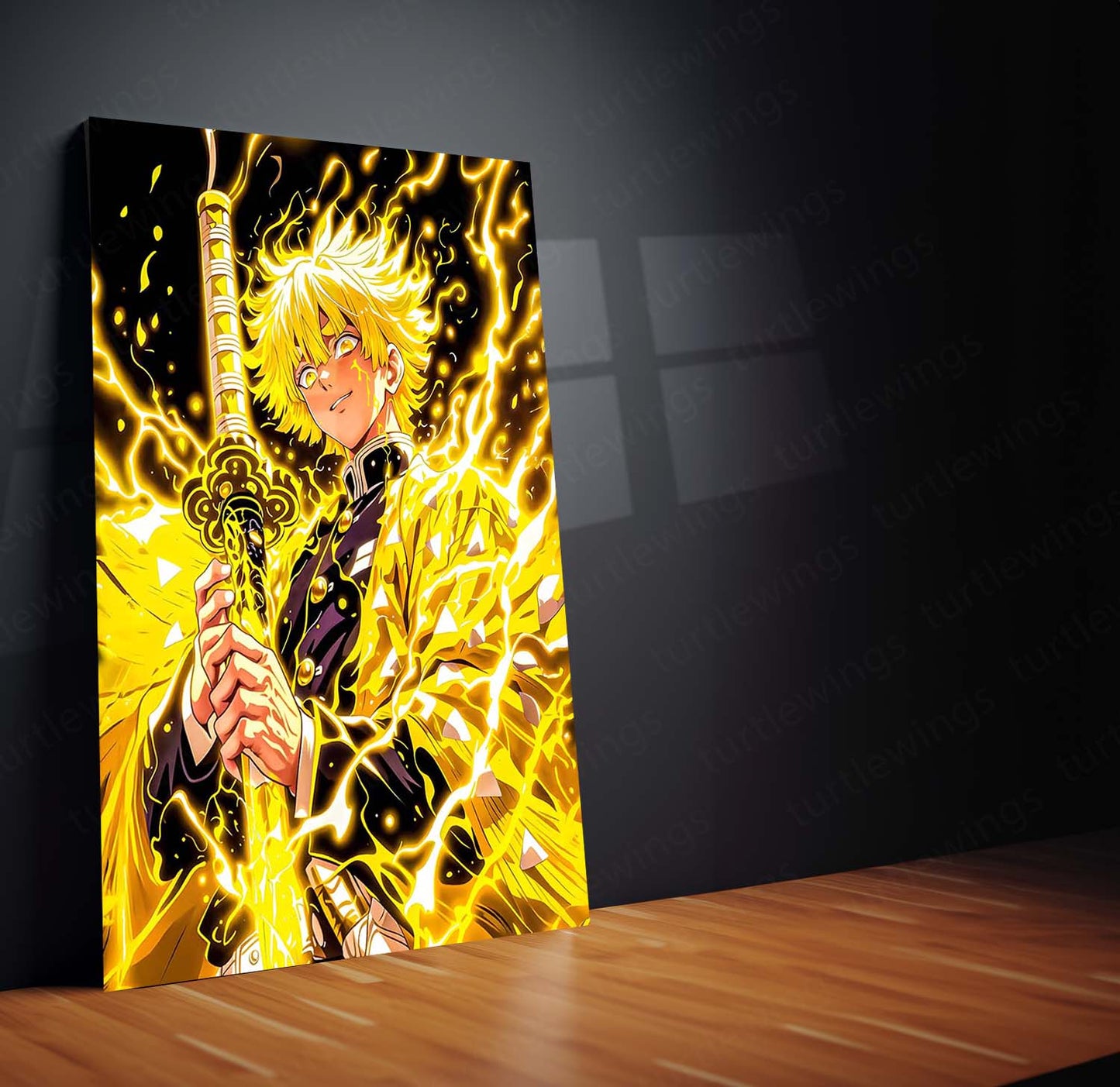 Anime Metal Poster | Zenitsu Agatsuma – Thunder Breathing Lightning Rage Metal Frame