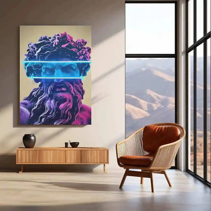 Zeus Pop Blue Neon LED Metal Frame â The King of Gods in Vibrant Light - TURTLEWINGS