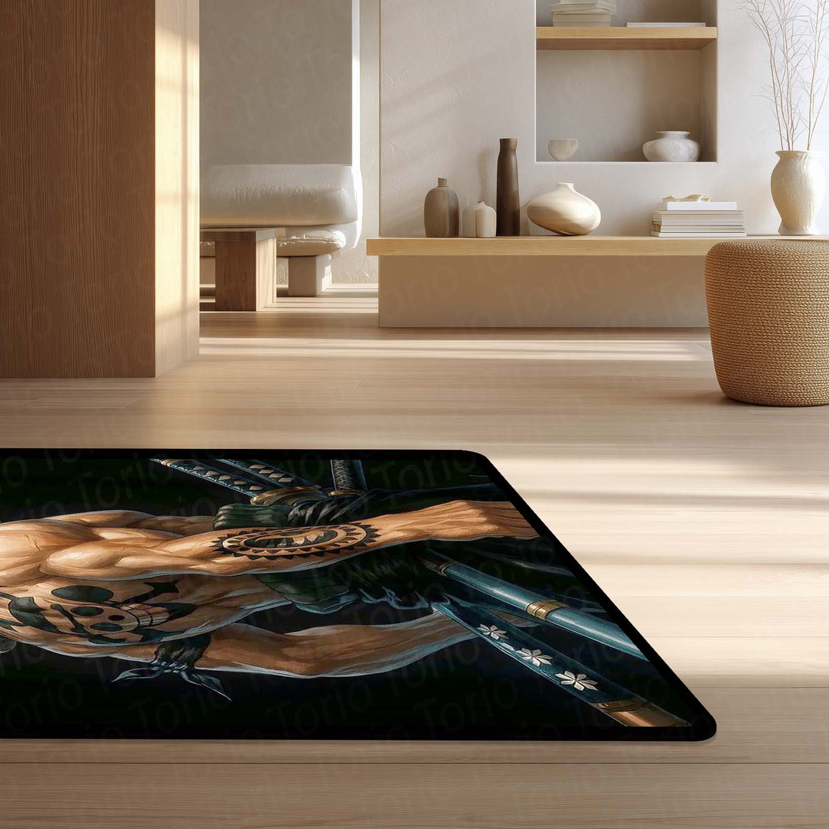 Roronoa Zoro "One Piece" Anime Area Flat Rug | Samurai Swordsman Floor Mat | Iconic Pirate Hunter Decor for Gaming Room, Bedroom & Anime Fan Collection