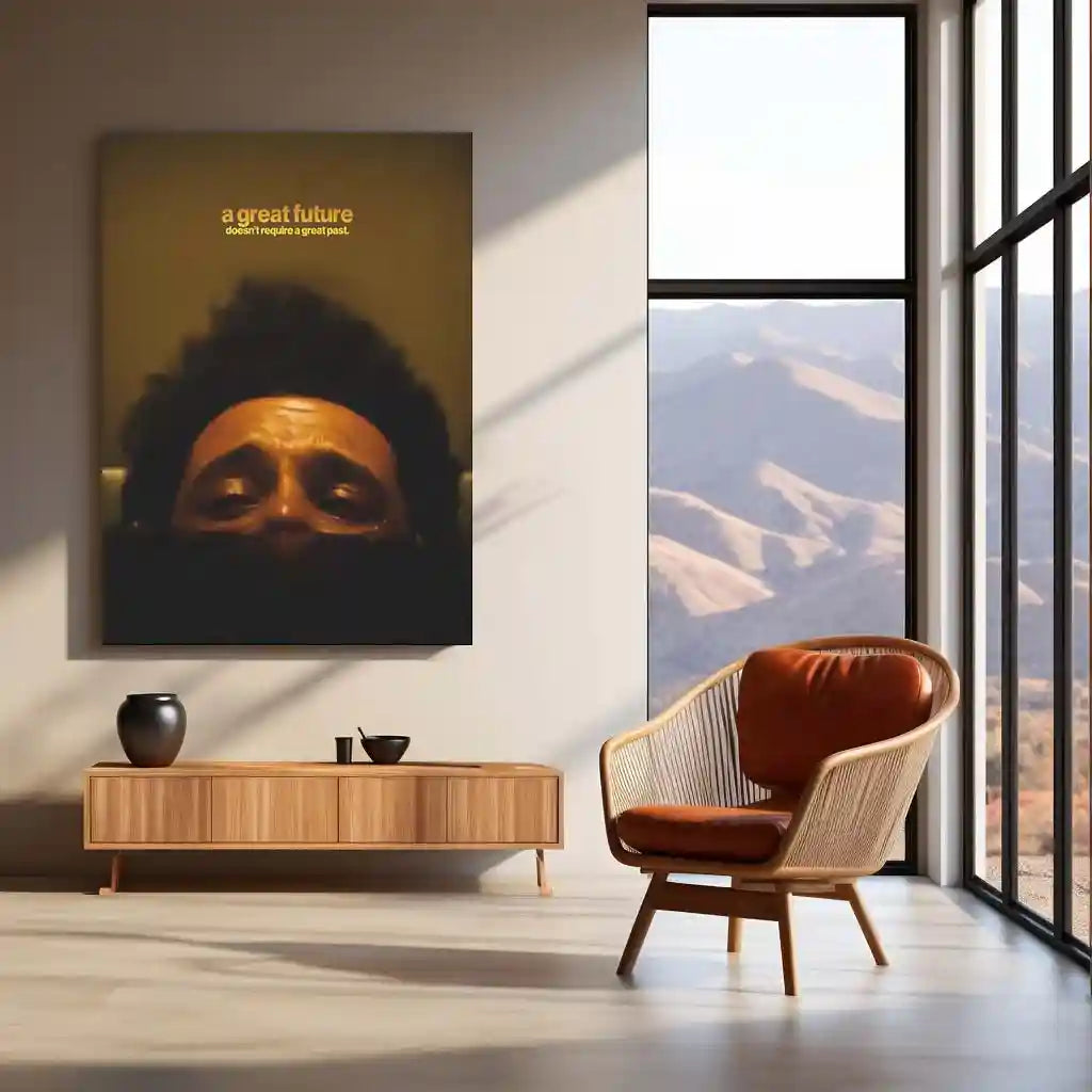Quote Metal Poster | Abel Tesfaye (The Weeknd) – A Great Future Doesn’t Require a Great Past Metal Frame Redemption Mindset Wall Art | Darkness to Destiny Quote Metal Poster - TURTLEWINGS