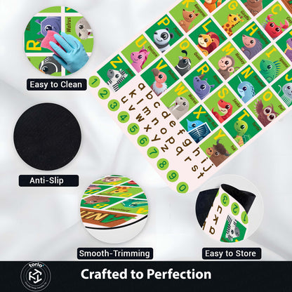 A to Z Alphabet Animal Learning Rubber Floor Mat (3 mm Thick) | Kids Educational Play Mat for Toddlers, Preschool & Nursery Room