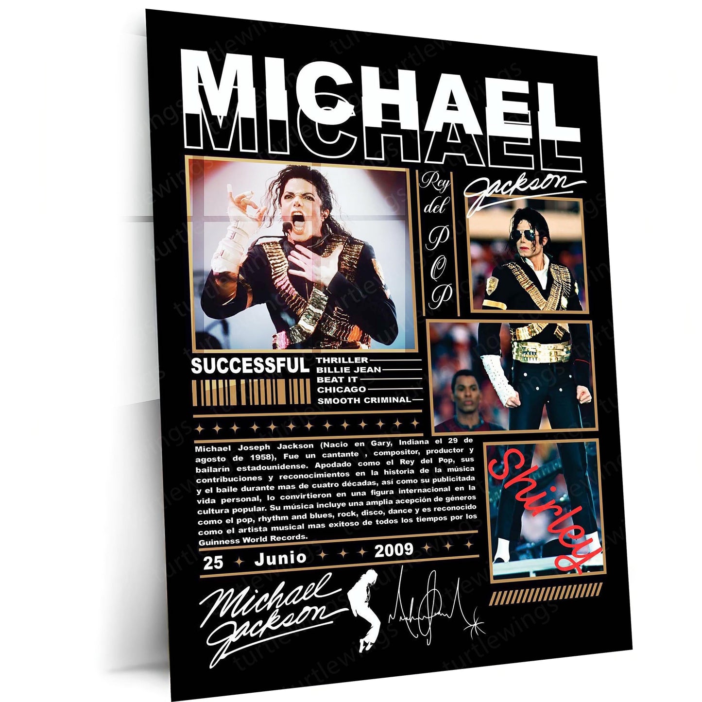 Michael Jackson – King of Pop Vintage Collage | Premium Metal Poster | Iconic Music Legend Wall Art by TurtleWings