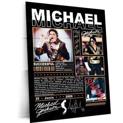 Michael Jackson – King of Pop Vintage Collage | Premium Metal Poster | Iconic Music Legend Wall Art by TurtleWings