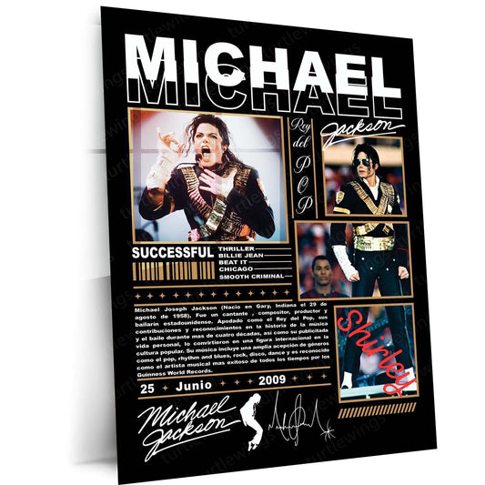 Michael Jackson – King of Pop Vintage Collage | Premium Metal Poster | Iconic Music Legend Wall Art by TurtleWings