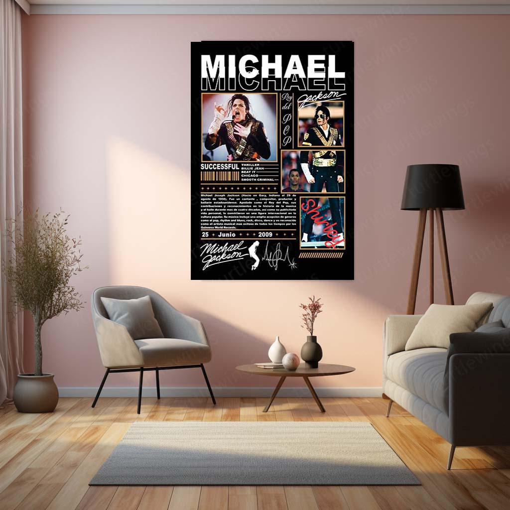 Michael Jackson – King of Pop Vintage Collage | Premium Metal Poster | Iconic Music Legend Wall Art by TurtleWings