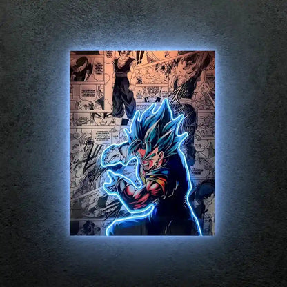 Dragon Ball Z Neon LED Frame | Super Saiyan Blue Warrior Wall Art | Anime Power Decor - TURTLEWINGS