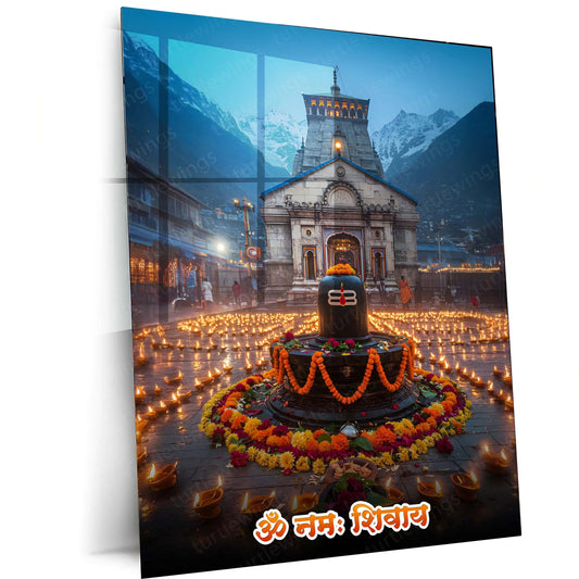 Kedarnath Temple Metal Poster | Devotional Himalayan Art | Lord Shiva Pilgrimage Wall Frame - TURTLEWINGS