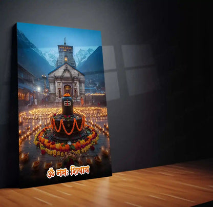 Kedarnath Temple Metal Poster | Devotional Himalayan Art | Lord Shiva Pilgrimage Wall Frame - TURTLEWINGS