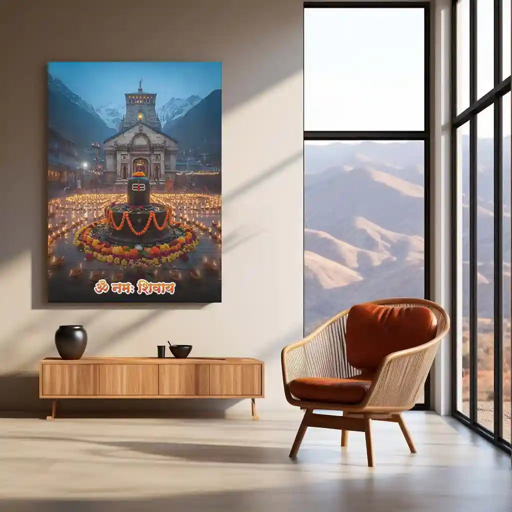 Kedarnath Temple Metal Poster | Devotional Himalayan Art | Lord Shiva Pilgrimage Wall Frame - TURTLEWINGS