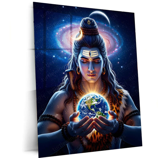 Lord Shiva Metal Poster | Mahadev Wall Art | Spiritual Trance Decor | Divine Energy Metal Frame - TURTLEWINGS