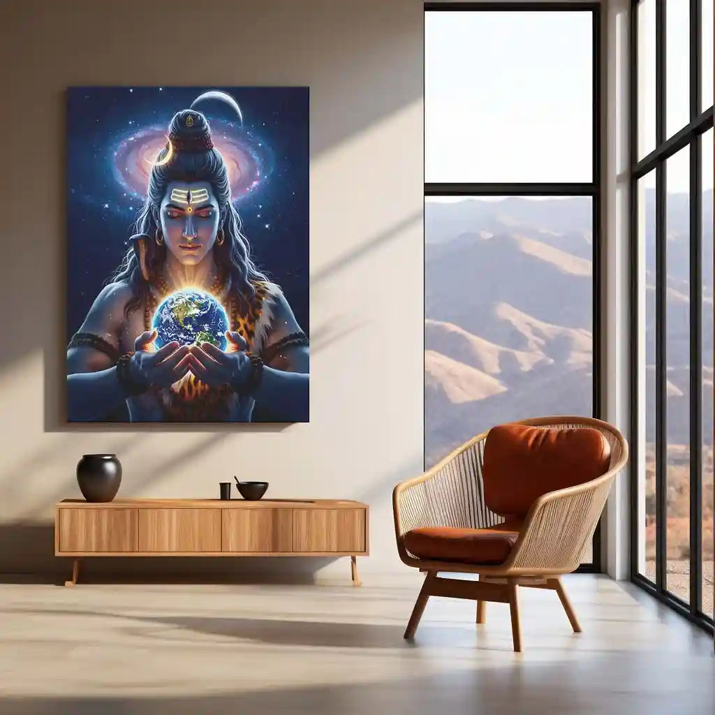 Lord Shiva Metal Poster | Mahadev Wall Art | Spiritual Trance Decor | Divine Energy Metal Frame - TURTLEWINGS