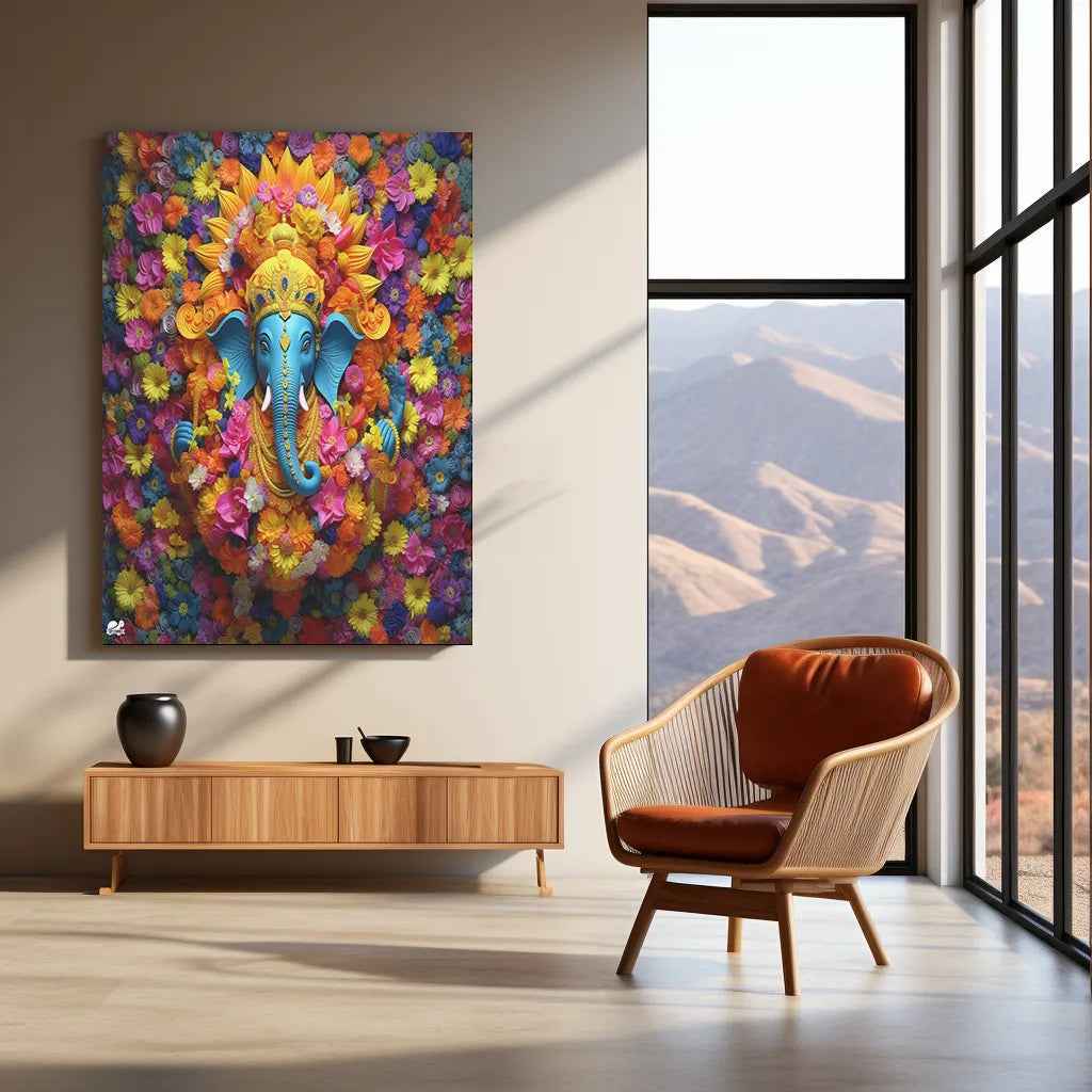 Ganpati Metal Poster | Lord Ganesha Spiritual Wall Art 3 - TURTLEWINGS