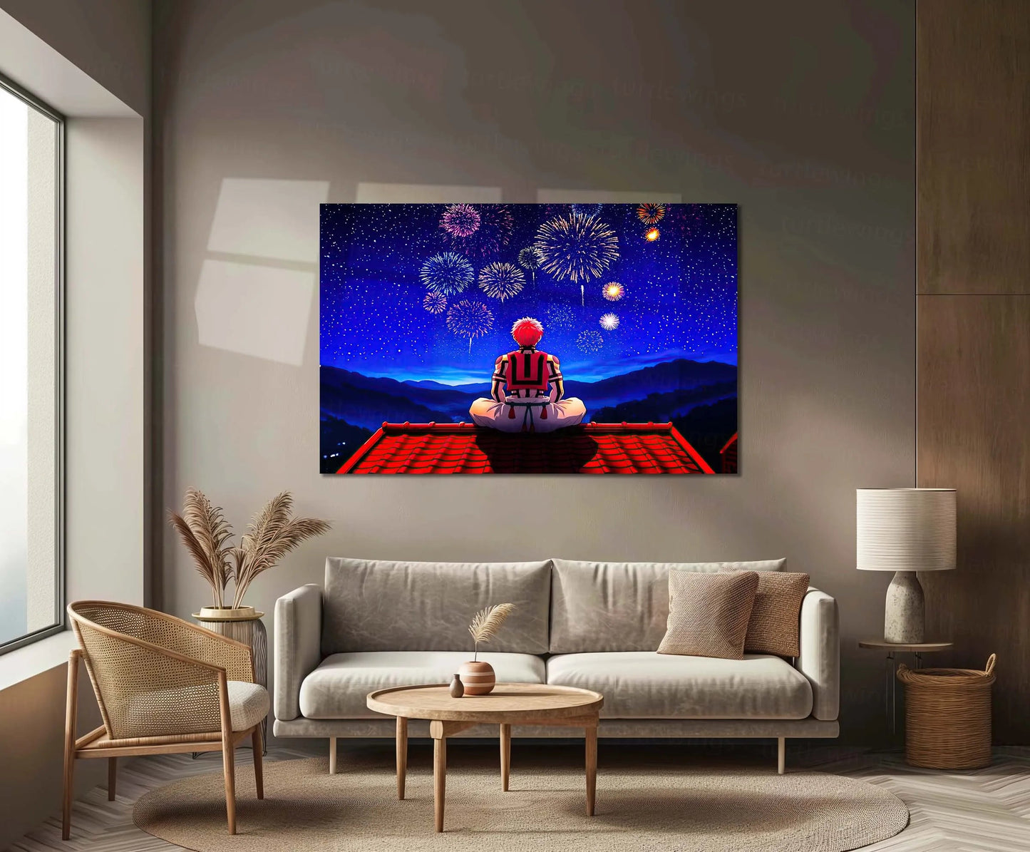 Anime Metal Poster | Akaza – Fireworks of Destruction | Demon Slayer Anime Metal Frame Dark Anime Aesthetic Wall Art - TURTLEWINGS