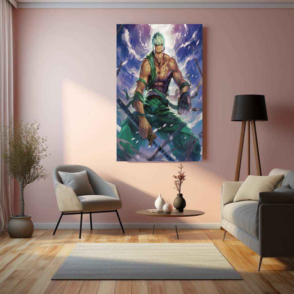 Roronoa Zoro Metal Poster | One Piece Anime Wall Art | Swordsman Warrior Decor - TURTLEWINGS