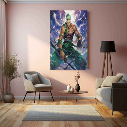 Roronoa Zoro Metal Poster | One Piece Anime Wall Art | Swordsman Warrior Decor - TURTLEWINGS