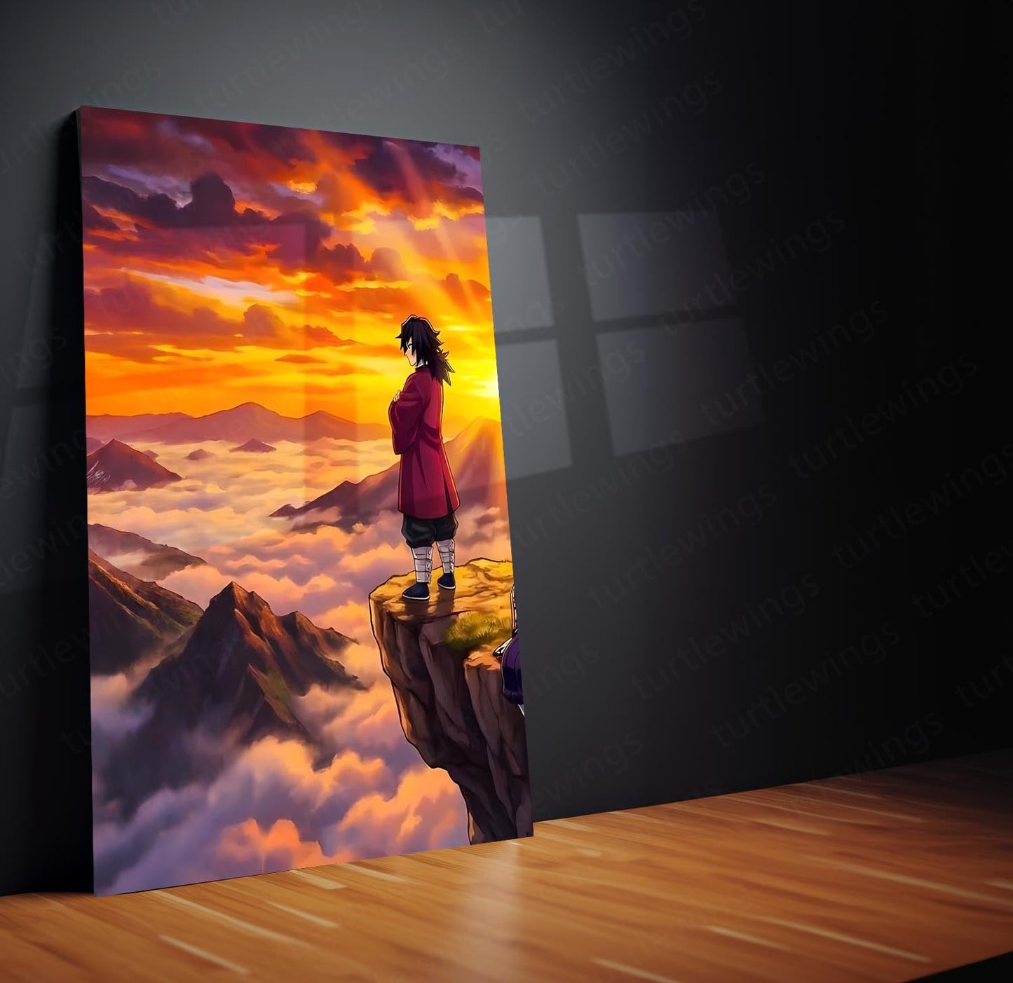 Anime Metal Poster Set of 3 | Demon Slayer Hashira Sunset Mountain Triptych Wall Art