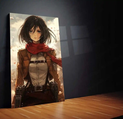 Anime Metal Poster | Mikasa Ackerman Metal Poster | Attack on Titan x Jujutsu Kaisen-Inspired Anime Art - TURTLEWINGS