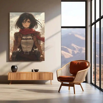 Anime Metal Poster | Mikasa Ackerman Metal Poster | Attack on Titan x Jujutsu Kaisen-Inspired Anime Art - TURTLEWINGS
