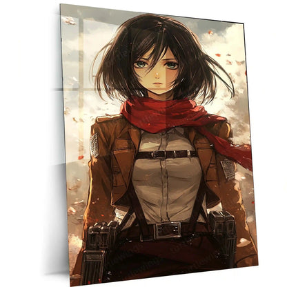 Anime Metal Poster | Mikasa Ackerman Metal Poster | Attack on Titan x Jujutsu Kaisen-Inspired Anime Art - TURTLEWINGS