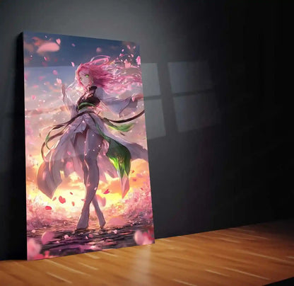 Anime Metal Poster | Mitsuri Kanroji Metal Poster | Demon Slayer x Anime Kaisen Style Wall Art - TURTLEWINGS