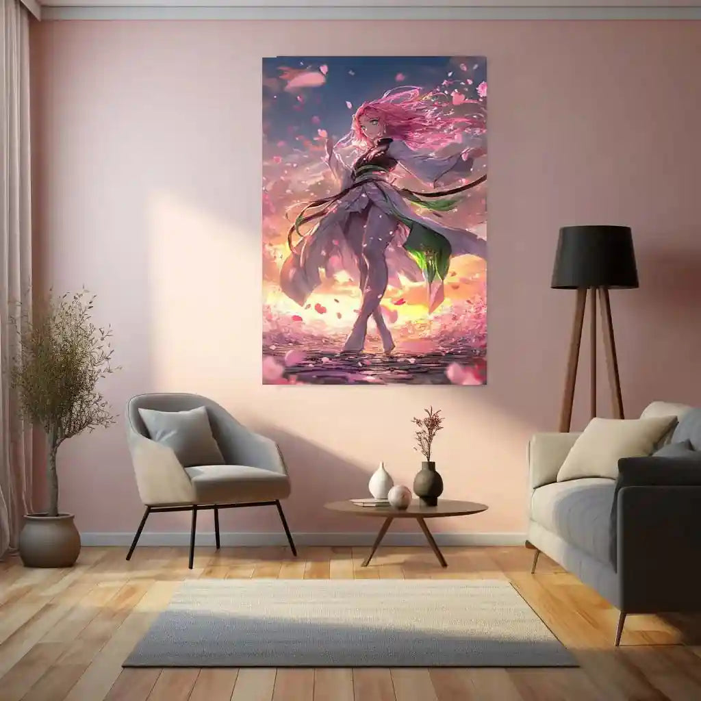 Anime Metal Poster | Mitsuri Kanroji Metal Poster | Demon Slayer x Anime Kaisen Style Wall Art - TURTLEWINGS
