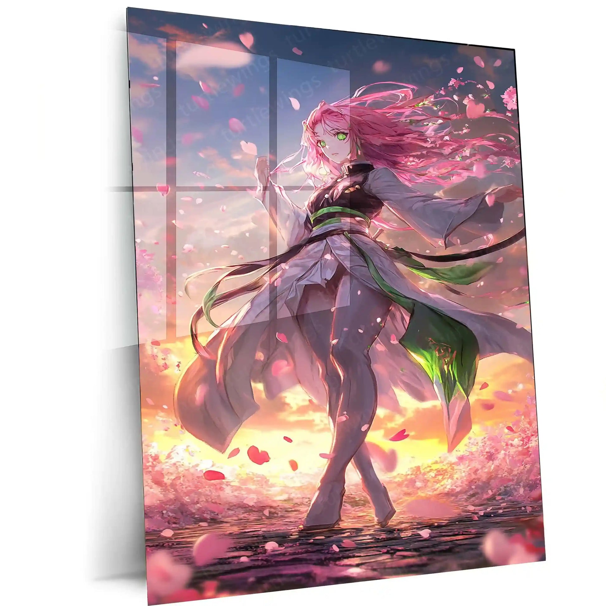 Anime Metal Poster | Mitsuri Kanroji Metal Poster | Demon Slayer x Anime Kaisen Style Wall Art - TURTLEWINGS