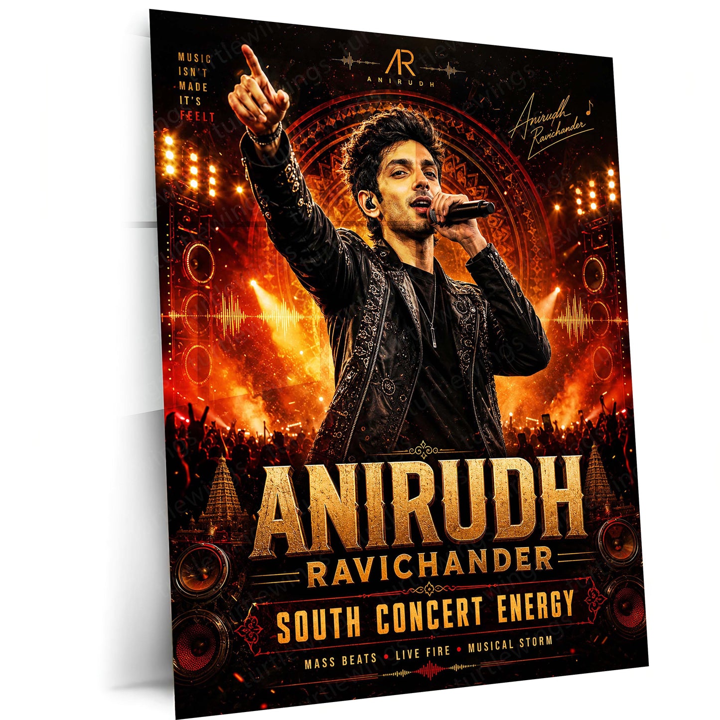 Anirudh Ravichander – South Concert Energy | Premium Metal Poster | Tamil Music Icon Wall Art by TurtleWings