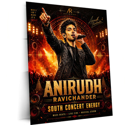 Anirudh Ravichander – South Concert Energy | Premium Metal Poster | Tamil Music Icon Wall Art by TurtleWings