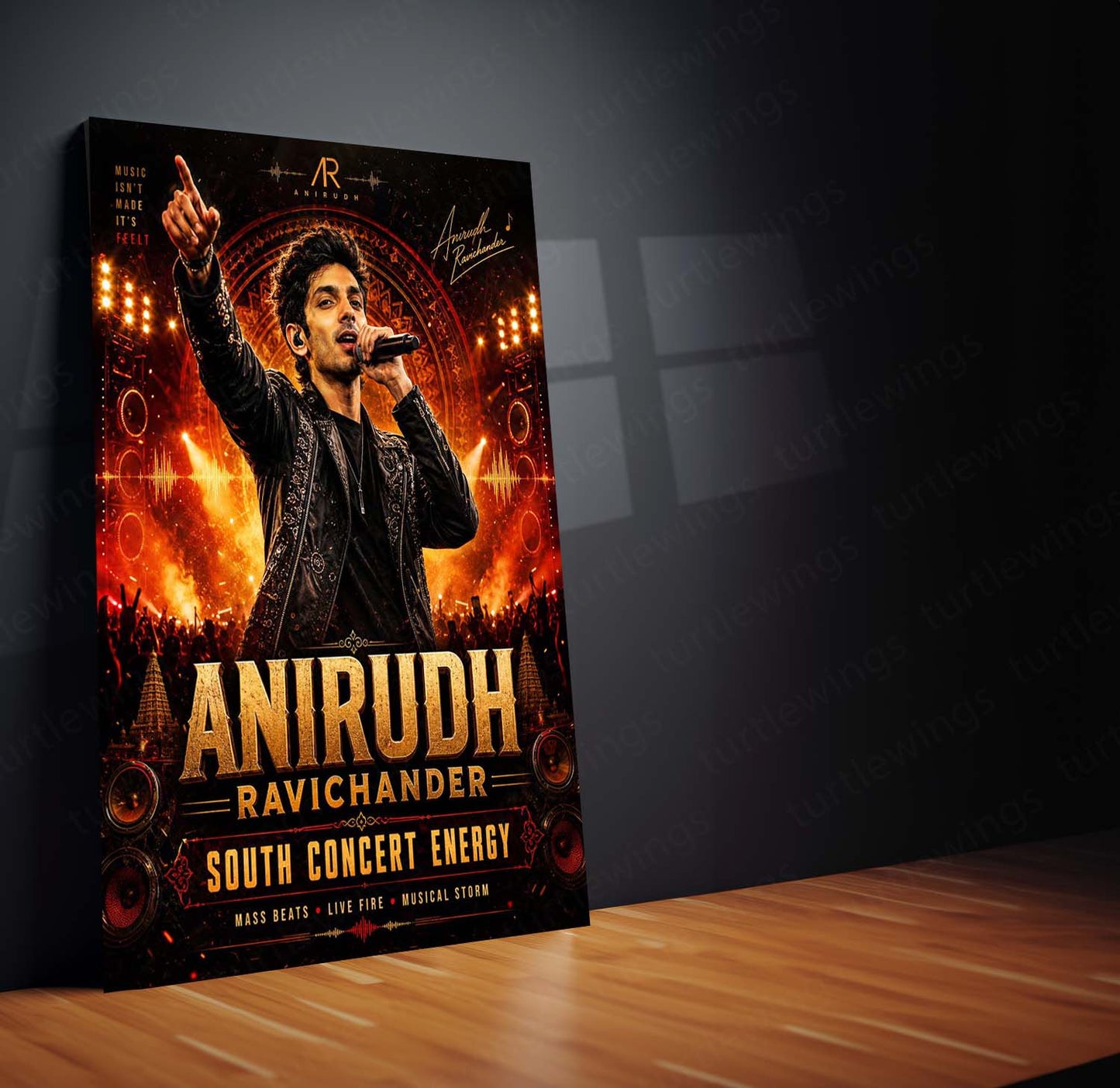 Anirudh Ravichander – South Concert Energy | Premium Metal Poster | Tamil Music Icon Wall Art by TurtleWings
