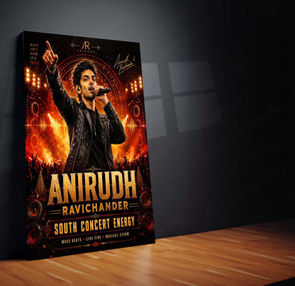 Anirudh Ravichander – South Concert Energy | Premium Metal Poster | Tamil Music Icon Wall Art by TurtleWings